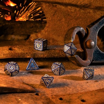 Runic kauliukų rinkinys margos mėlynos ir auksinės sp. Q-WORKSHOP